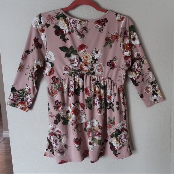 Blush pink floral empire ruffle top - Picture 8 of 8